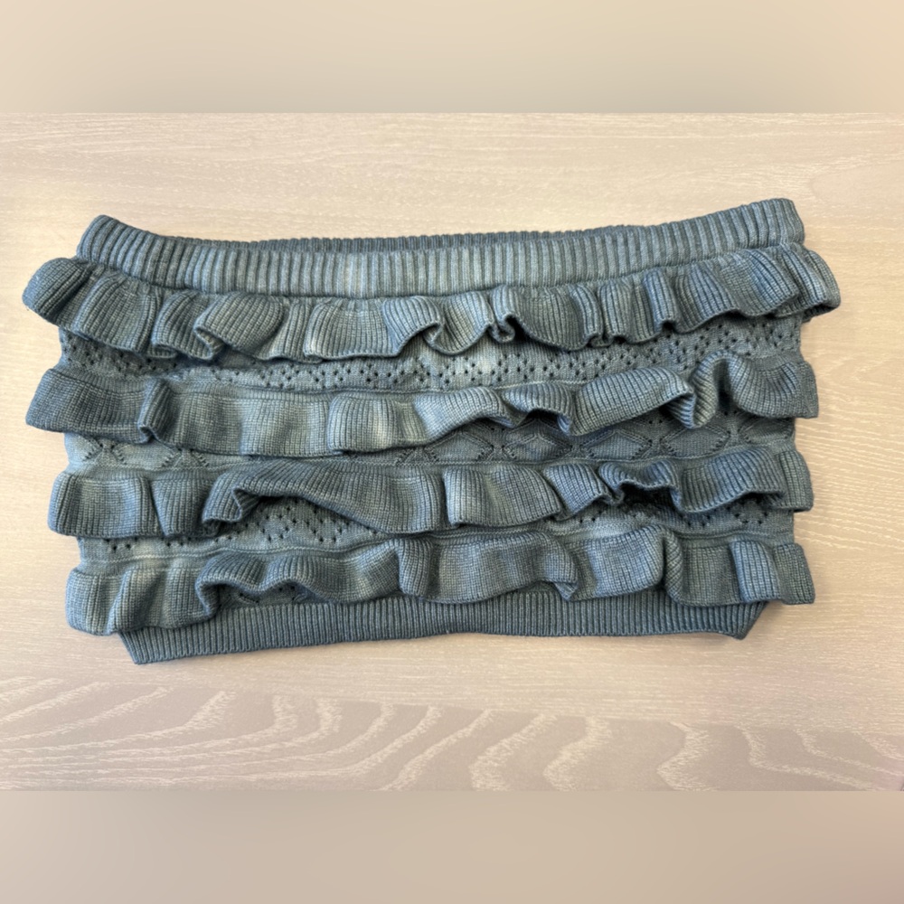 Edikted women size xs/s knit ruffles y2k gray tube top‎